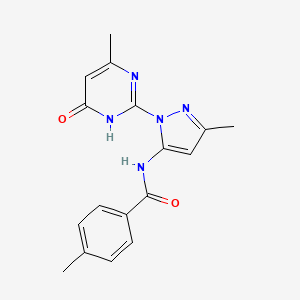 4-methyl-N-(3-methyl-1-(4-methyl-6-oxo-1,6-dihydropyrimidin-2-yl)-1H-pyrazol-5-yl)benzamide