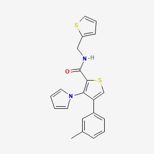 molecular formula C21H18N2OS2 B2548290 4-(3-methylphenyl)-3-(1H-pyrrol-1-yl)-N-(2-thienylmethyl)thiophene-2-carboxamide CAS No. 1105250-45-0