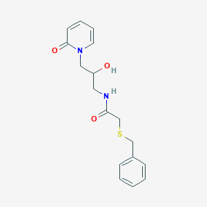 molecular formula C17H20N2O3S B2548294 2-(苄基硫代)-N-(2-羟基-3-(2-氧代吡啶-1(2H)-基)丙基)乙酰胺 CAS No. 1797160-50-9