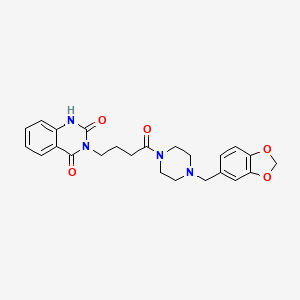 molecular formula C24H26N4O5 B2548298 3-{4-[4-(1,3-benzodioxol-5-ylmethyl)piperazin-1-yl]-4-oxobutyl}quinazoline-2,4(1H,3H)-dione CAS No. 896373-72-1