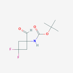 molecular formula C10H15F2NO3 B2548300 叔丁基 N-(3,3-二氟代-1-甲酰基环丁基)氨基甲酸酯 CAS No. 1232365-43-3