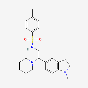 molecular formula C23H31N3O2S B2548301 4-methyl-N-(2-(1-methylindolin-5-yl)-2-(piperidin-1-yl)ethyl)benzenesulfonamide CAS No. 946242-18-8