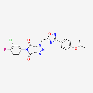 molecular formula C22H18ClFN6O4 B2548311 5-(3-chloro-4-fluorophenyl)-1-((3-(4-isopropoxyphenyl)-1,2,4-oxadiazol-5-yl)methyl)-1,6a-dihydropyrrolo[3,4-d][1,2,3]triazole-4,6(3aH,5H)-dione CAS No. 1171688-22-4
