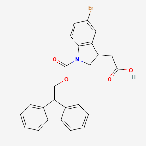 molecular formula C25H20BrNO4 B2548315 2-[5-Bromo-1-(9H-fluoren-9-ylmethoxycarbonyl)-2,3-dihydroindol-3-yl]acetic acid CAS No. 2138213-22-4