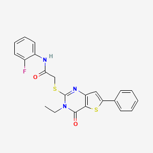 molecular formula C22H18FN3O2S2 B2548319 2-({[1-(2-Methylbenzyl)piperidin-4-yl]methyl}amino)quinoline-4-carboxylic acid CAS No. 1185174-24-6
