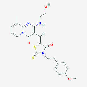 molecular formula C24H24N4O4S2 B254832 2-[(2-hydroxyethyl)amino]-3-({3-[2-(4-methoxyphenyl)ethyl]-4-oxo-2-thioxo-1,3-thiazolidin-5-ylidene}methyl)-9-methyl-4H-pyrido[1,2-a]pyrimidin-4-one 