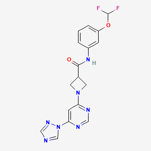 molecular formula C17H15F2N7O2 B2548326 1-(6-(1H-1,2,4-三唑-1-基)嘧啶-4-基)-N-(3-(二氟甲氧基)苯基)氮杂环丁烷-3-甲酰胺 CAS No. 2034479-53-1