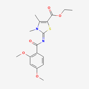 molecular formula C17H20N2O5S B2548327 Ethyl 2-(2,4-dimethoxybenzoyl)imino-3,4-dimethyl-1,3-thiazole-5-carboxylate CAS No. 393838-85-2