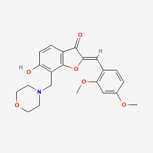 molecular formula C22H23NO6 B2548331 (Z)-2-(2,4-dimethoxybenzylidene)-6-hydroxy-7-(morpholinomethyl)benzofuran-3(2H)-one CAS No. 869078-16-0
