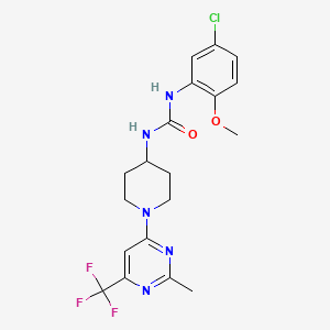 molecular formula C19H21ClF3N5O2 B2548340 1-(5-Chloro-2-methoxyphenyl)-3-(1-(2-methyl-6-(trifluoromethyl)pyrimidin-4-yl)piperidin-4-yl)urea CAS No. 2034260-09-6