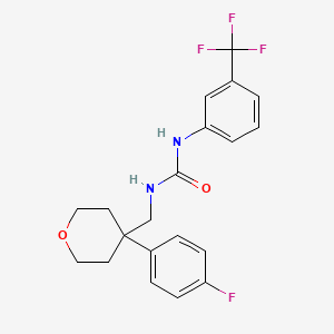 molecular formula C20H20F4N2O2 B2548342 1-((4-(4-fluorophenyl)tetrahydro-2H-pyran-4-yl)methyl)-3-(3-(trifluoromethyl)phenyl)urea CAS No. 1251560-85-6