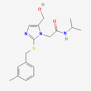 molecular formula C17H23N3O2S B2548349 2-(5-(hydroxymethyl)-2-((3-methylbenzyl)thio)-1H-imidazol-1-yl)-N-isopropylacetamide CAS No. 921867-25-6