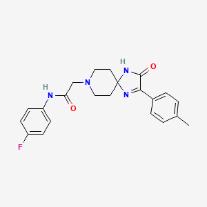 molecular formula C22H23FN4O2 B2548354 N-(4-fluorophenyl)-2-[2-(4-methylphenyl)-3-oxo-1,4,8-triazaspiro[4.5]dec-1-en-8-yl]acetamide CAS No. 932339-22-5