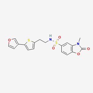 molecular formula C18H16N2O5S2 B2548357 N-(2-(5-(呋喃-3-基)噻吩-2-基)乙基)-3-甲基-2-氧代-2,3-二氢苯并[d]恶唑-5-磺酰胺 CAS No. 2034499-11-9