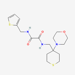 molecular formula C17H25N3O3S2 B2548359 N'-[(4-Morpholin-4-ylthian-4-yl)methyl]-N-(thiophen-2-ylmethyl)oxamide CAS No. 2380188-11-2