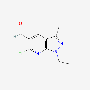 molecular formula C10H10ClN3O B2548366 6-氯-1-乙基-3-甲基吡唑并[3,4-b]吡啶-5-甲醛 CAS No. 2167887-63-8