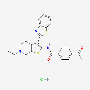 molecular formula C25H24ClN3O2S2 B2548377 4-Acetyl-N-(3-(Benzo[d]thiazol-2-yl)-6-ethyl-4,5,6,7-tetrahydrothieno[2,3-c]pyridin-2-yl)benzamid-Hydrochlorid CAS No. 1329971-59-6