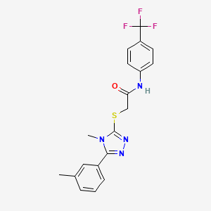 molecular formula C19H17F3N4OS B2548380 2-{[4-methyl-5-(3-methylphenyl)-4H-1,2,4-triazol-3-yl]sulfanyl}-N-[4-(trifluoromethyl)phenyl]acetamide CAS No. 882749-57-7