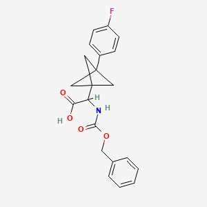 molecular formula C21H20FNO4 B2548387 2-[3-(4-Fluorophenyl)-1-bicyclo[1.1.1]pentanyl]-2-(phenylmethoxycarbonylamino)acetic acid CAS No. 2287261-18-9