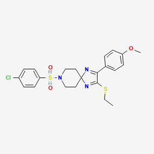 molecular formula C22H24ClN3O3S2 B2548395 8-((4-Chlorophenyl)sulfonyl)-2-(ethylthio)-3-(4-methoxyphenyl)-1,4,8-triazaspiro[4.5]deca-1,3-diene CAS No. 932497-09-1