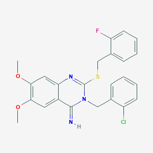 3-(2-chlorobenzyl)-2-[(2-fluorobenzyl)sulfanyl]-6,7-dimethoxy-4(3H)-quinazolinimine