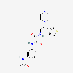 molecular formula C21H27N5O3S B2548418 N1-(3-acetamidophenyl)-N2-(2-(4-methylpiperazin-1-yl)-2-(thiophen-3-yl)ethyl)oxalamide CAS No. 946200-55-1