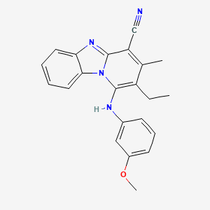 molecular formula C22H20N4O B2548422 2-Ethyl-1-(3-methoxyanilino)-3-methylpyrido[1,2-a]benzimidazole-4-carbonitrile CAS No. 611196-87-3