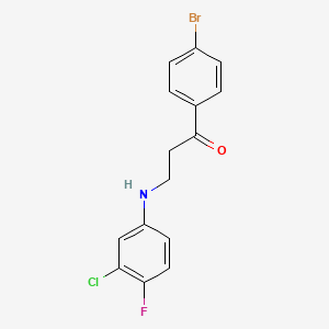 molecular formula C15H12BrClFNO B2548423 1-(4-溴苯基)-3-(3-氯-4-氟苯胺基)-1-丙酮 CAS No. 882748-37-0