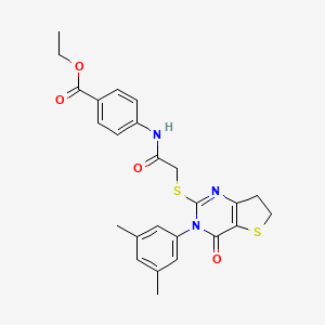 Ethyl 4-(2-((3-(3,5-dimethylphenyl)-4-oxo-3,4,6,7-tetrahydrothieno[3,2-d]pyrimidin-2-yl)thio)acetamido)benzoate