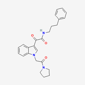 2-oxo-2-(1-(2-oxo-2-(pyrrolidin-1-yl)ethyl)-1H-indol-3-yl)-N-(3-phenylpropyl)acetamide