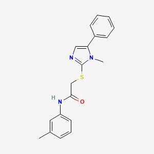 molecular formula C19H19N3OS B2548462 2-((1-methyl-5-phenyl-1H-imidazol-2-yl)thio)-N-(m-tolyl)acetamide CAS No. 942005-57-4