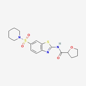 molecular formula C17H21N3O4S2 B2548477 N-[6-(1-piperidinylsulfonyl)-1,3-benzothiazol-2-yl]tetrahydro-2-furancarboxamide CAS No. 701932-00-5