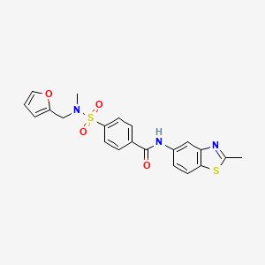 molecular formula C21H19N3O4S2 B2548485 4-(N-(呋喃-2-基甲基)-N-甲基磺酰胺基)-N-(2-甲基苯并[d]噻唑-5-基)苯甲酰胺 CAS No. 899982-81-1