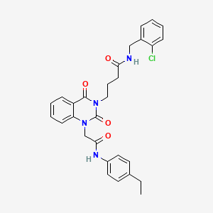 N-[(2-chlorophenyl)methyl]-4-[1-[2-(4-ethylanilino)-2-oxoethyl]-2,4-dioxoquinazolin-3-yl]butanamide