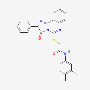 molecular formula C25H19FN4O2S B2548487 N-(3-fluoro-4-methylphenyl)-2-((3-oxo-2-phenyl-2,3-dihydroimidazo[1,2-c]quinazolin-5-yl)thio)acetamide CAS No. 1053080-34-4