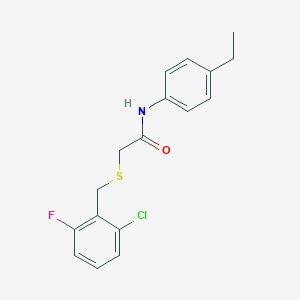 molecular formula C17H17ClFNOS B254849 2-((2-chloro-6-fluorobenzyl)thio)-N-(4-ethylphenyl)acetamide 