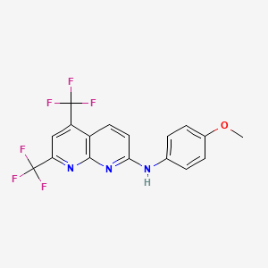 molecular formula C17H11F6N3O B2548491 N-(4-甲氧基苯基)-5,7-双(三氟甲基)[1,8]萘啶-2-胺 CAS No. 241488-34-6