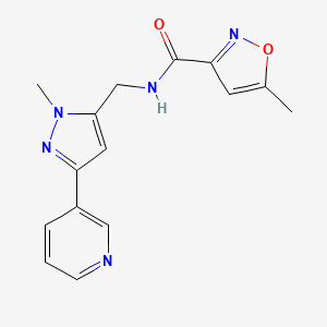 molecular formula C15H15N5O2 B2548502 5-甲基-N-((1-甲基-3-(吡啶-3-基)-1H-吡唑-5-基)甲基)异恶唑-3-甲酰胺 CAS No. 2034356-37-9