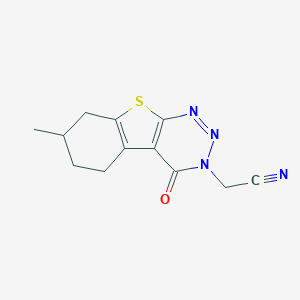 molecular formula C12H12N4OS B254851 (7-methyl-4-oxo-5,6,7,8-tetrahydro[1]benzothieno[2,3-d][1,2,3]triazin-3(4H)-yl)acetonitrile 