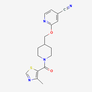 2-[[1-(4-Methyl-1,3-thiazole-5-carbonyl)piperidin-4-yl]methoxy]pyridine-4-carbonitrile