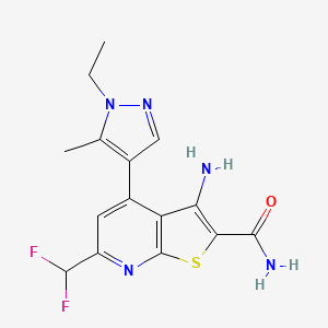 3-amino-6-(difluoromethyl)-4-(1-ethyl-5-methyl-1H-pyrazol-4-yl)thieno[2,3-b]pyridine-2-carboxamide