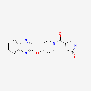molecular formula C19H22N4O3 B2548525 1-Methyl-4-(4-(quinoxalin-2-yloxy)piperidine-1-carbonyl)pyrrolidin-2-one CAS No. 1706051-55-9