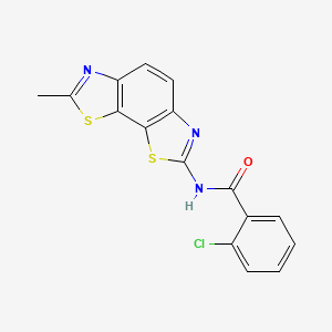 molecular formula C16H10ClN3OS2 B2548528 2-chloro-N-(7-methyl-[1,3]thiazolo[4,5-g][1,3]benzothiazol-2-yl)benzamide CAS No. 327038-69-7