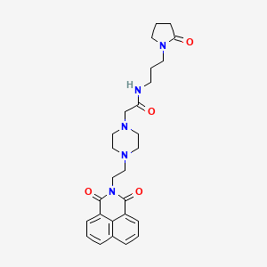 molecular formula C27H33N5O4 B2548533 2-(4-(2-(1,3-dioxo-1H-benzo[de]isoquinolin-2(3H)-yl)ethyl)piperazin-1-yl)-N-(3-(2-oxopyrrolidin-1-yl)propyl)acetamide CAS No. 2034508-50-2