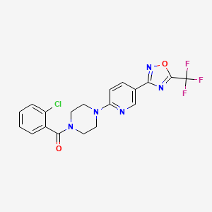 molecular formula C19H15ClF3N5O2 B2548544 (2-Chlorophenyl)(4-(5-(5-(trifluoromethyl)-1,2,4-oxadiazol-3-yl)pyridin-2-yl)piperazin-1-yl)methanone CAS No. 1235137-49-1