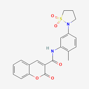 molecular formula C20H18N2O5S B2548550 N-(5-(1,1-dioxidoisothiazolidin-2-yl)-2-methylphenyl)-2-oxo-2H-chromene-3-carboxamide CAS No. 946338-78-9
