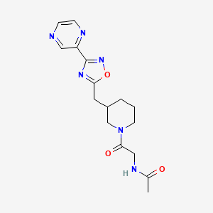 N-(2-oxo-2-(3-((3-(pyrazin-2-yl)-1,2,4-oxadiazol-5-yl)methyl)piperidin-1-yl)ethyl)acetamide