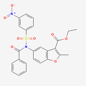 molecular formula C25H20N2O8S B2548578 Ethyl 5-{benzoyl[(3-nitrophenyl)sulfonyl]amino}-2-methyl-1-benzofuran-3-carboxylate CAS No. 448209-91-4