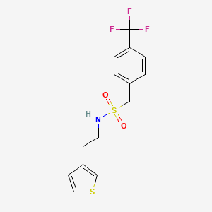 molecular formula C14H14F3NO2S2 B2548581 N-(2-(thiophen-3-yl)ethyl)-1-(4-(trifluoromethyl)phenyl)methanesulfonamide CAS No. 1396761-75-3