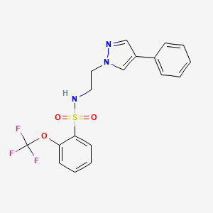 molecular formula C18H16F3N3O3S B2548583 N-(2-(4-苯基-1H-吡唑-1-基)乙基)-2-(三氟甲氧基)苯磺酰胺 CAS No. 2034505-38-7